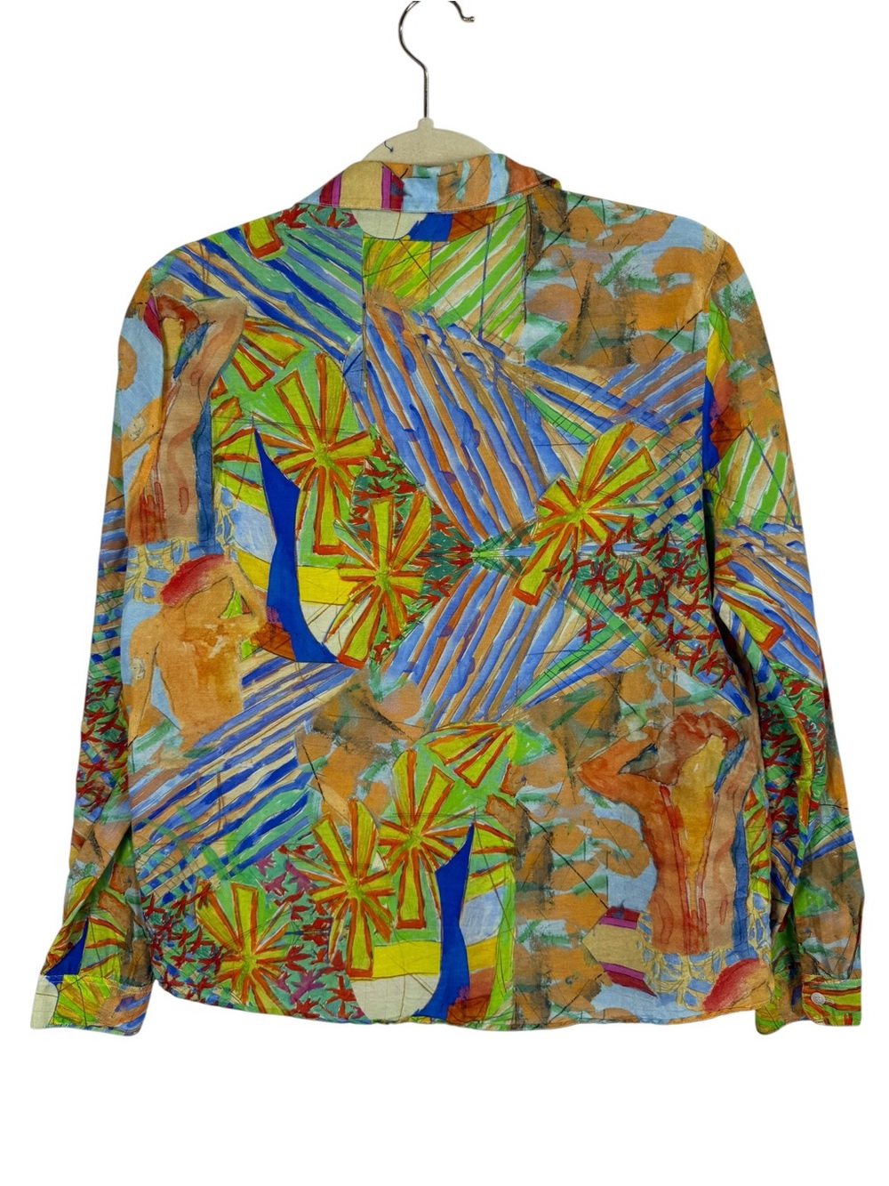 Sezane Pierro Shirt Geoffroy Pithon Abstract Print Long Sleeve Cotton Silk Sz 36 - Picture 5 of 5